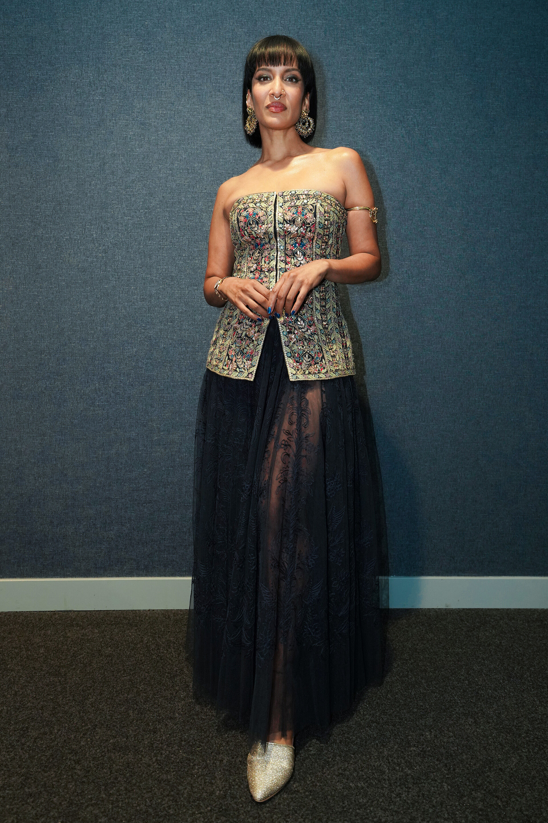 Nameera Silk Skirt Set - Black, , image 2